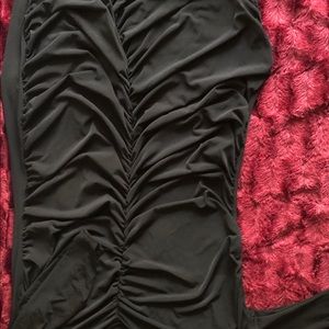 Black ruched midi dress